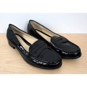 Nine West Black Patent Leather Penny Loafers Career Dress Shoes Size 7.5 B